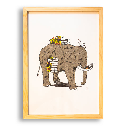 Elefante leyendo por Santiago Moyao